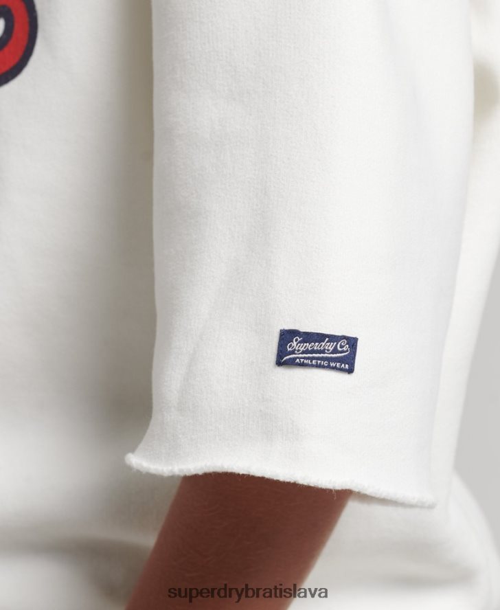 Superdry ženy vysokoškolská mikina s krátkym rukávom 6B4ZTR3477 oblečenie krém