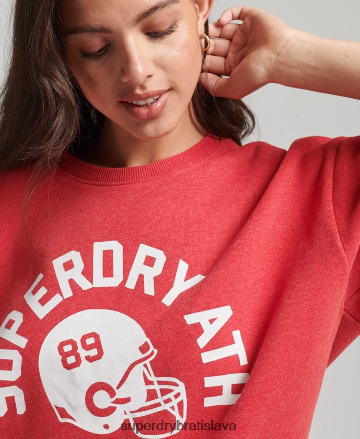 Superdry ženy vysokoškolská mikina s krátkym rukávom 6B4ZTR6053 oblečenie červená