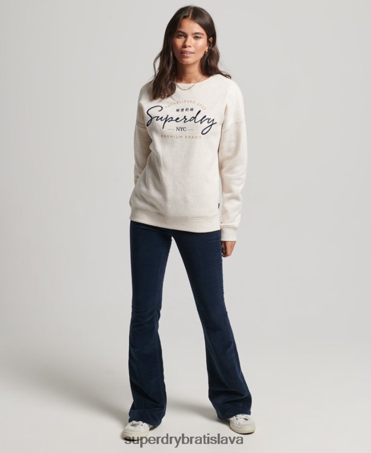 Superdry ženy zavedená posádková mikina 6B4ZTR3499 oblečenie béžová