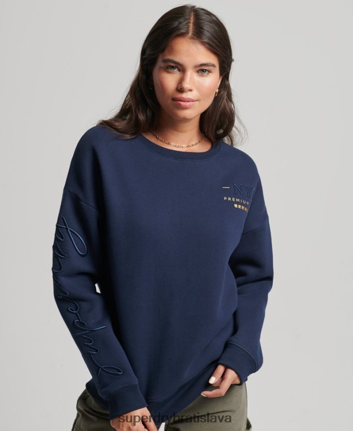 Superdry ženy zavedená posádková mikina 6B4ZTR5879 oblečenie námorníctvo