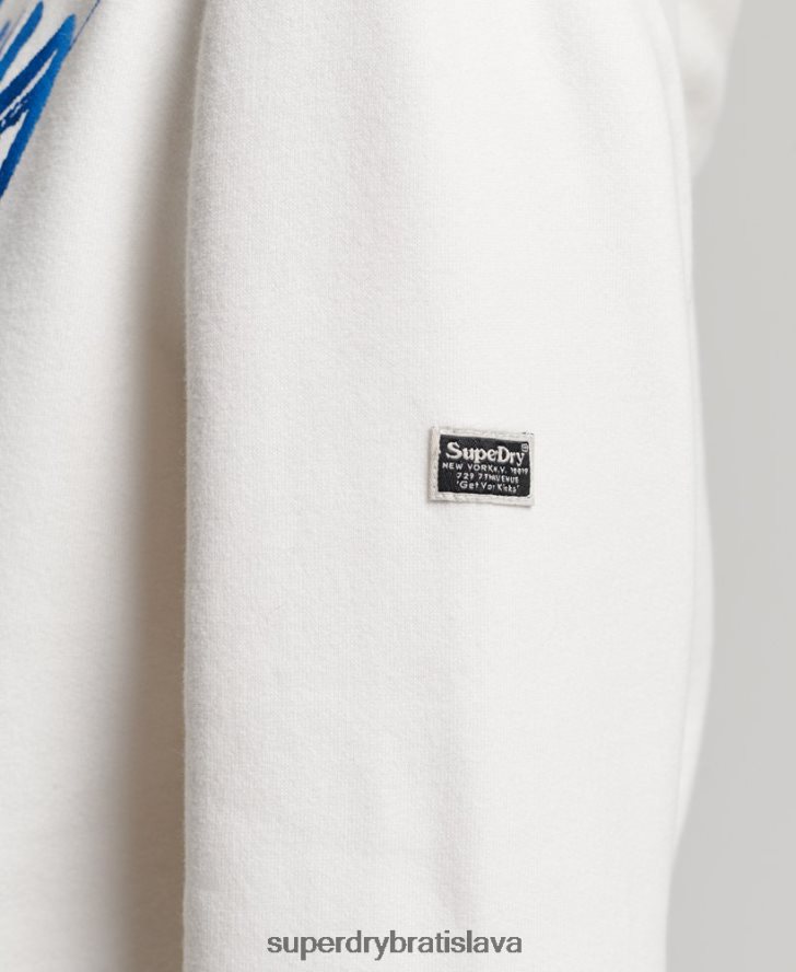 Superdry ženy zdobená mikina s kapucňou 6B4ZTR2210 oblečenie biely