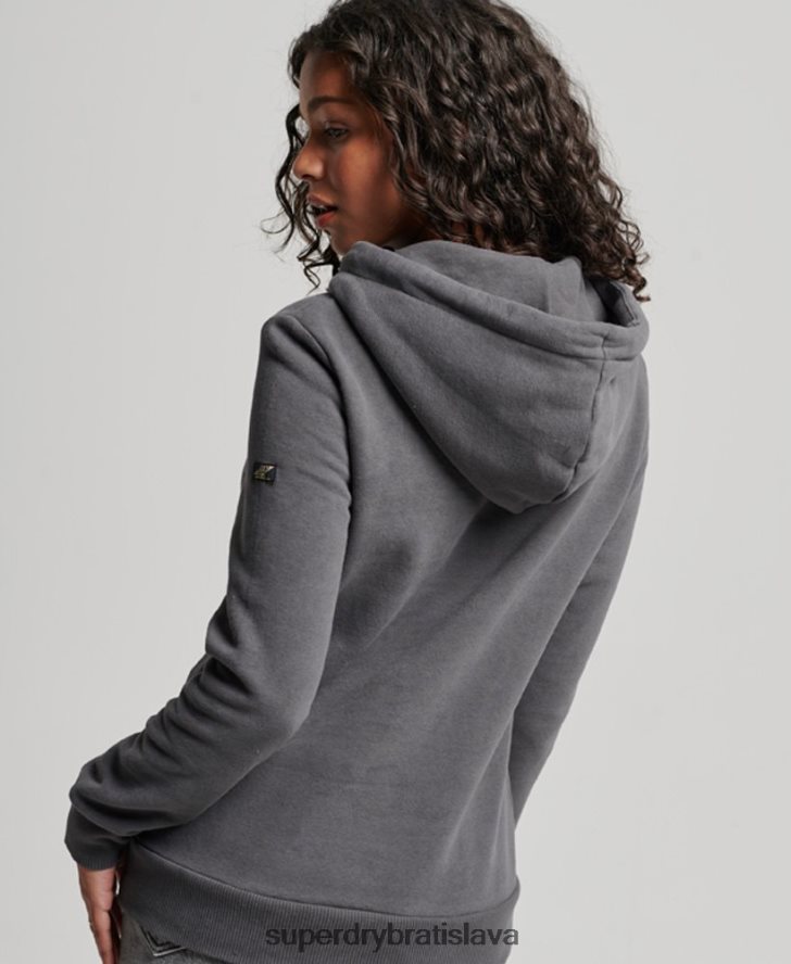 Superdry ženy zdobená mikina s kapucňou 6B4ZTR3405 oblečenie tmavošedý