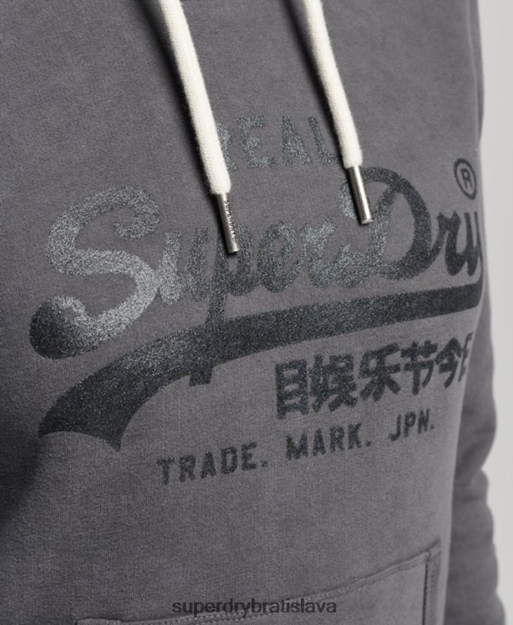 Superdry ženy zdobená mikina s kapucňou 6B4ZTR3405 oblečenie tmavošedý