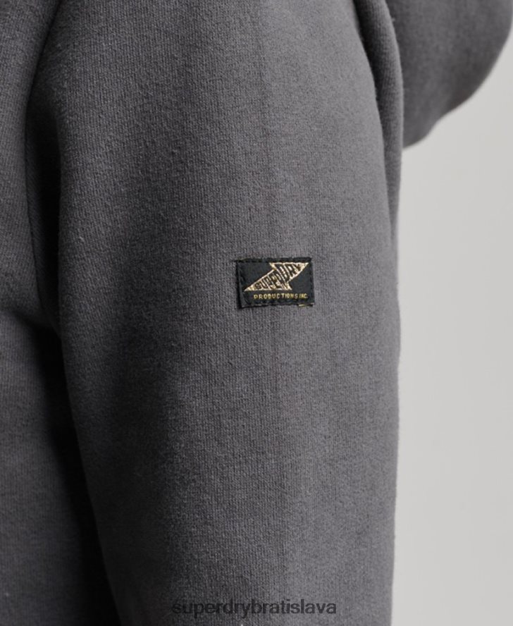 Superdry ženy zdobená mikina s kapucňou 6B4ZTR3405 oblečenie tmavošedý