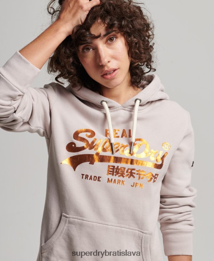 Superdry ženy zdobená mikina s kapucňou 6B4ZTR3424 oblečenie béžová