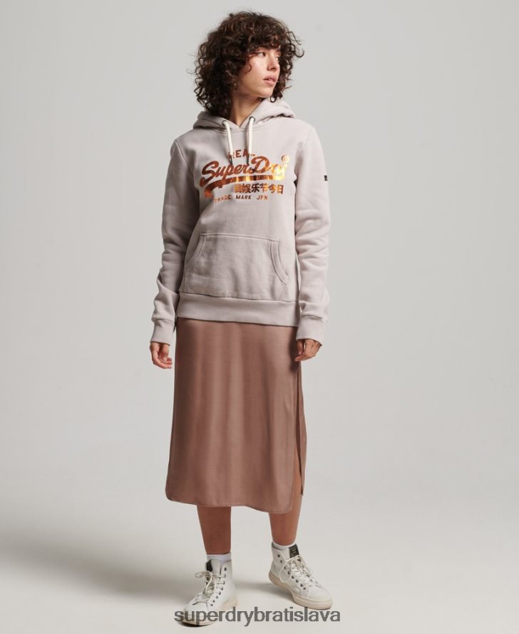 Superdry ženy zdobená mikina s kapucňou 6B4ZTR3424 oblečenie béžová