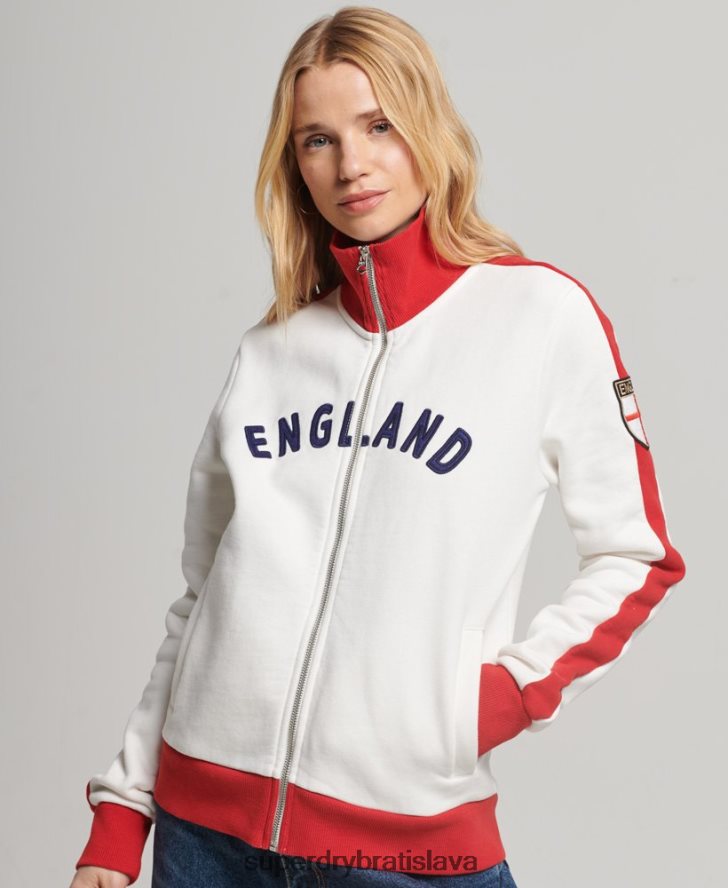 Superdry x Ringspun ženy futbalová anglická trať top 6B4ZTR3302 oblečenie biely
