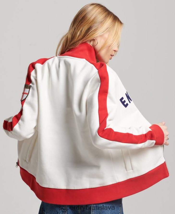 Superdry x Ringspun ženy futbalová anglická trať top 6B4ZTR3302 oblečenie biely