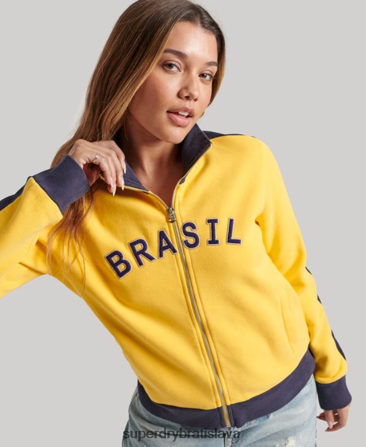 Superdry x Ringspun ženy futbalová brazílska trať top 6B4ZTR3304 oblečenie žltá