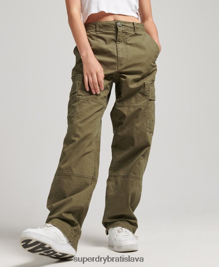 Superdry ženy Vrecovité cargo nohavice z organickej bavlny 6B4ZTR2562 oblečenie kaki