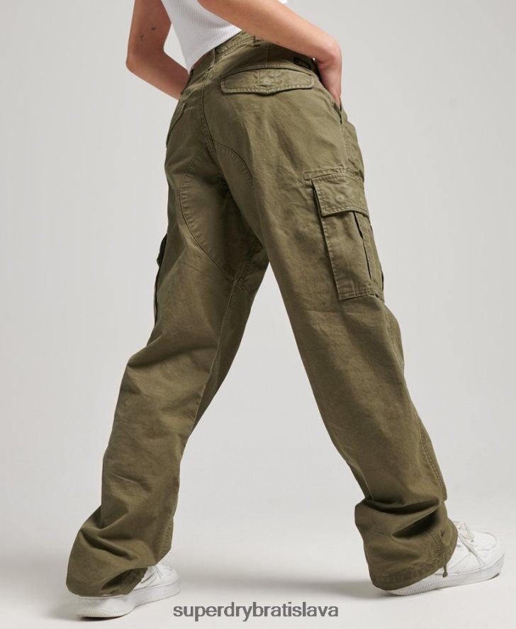 Superdry ženy Vrecovité cargo nohavice z organickej bavlny 6B4ZTR2562 oblečenie kaki
