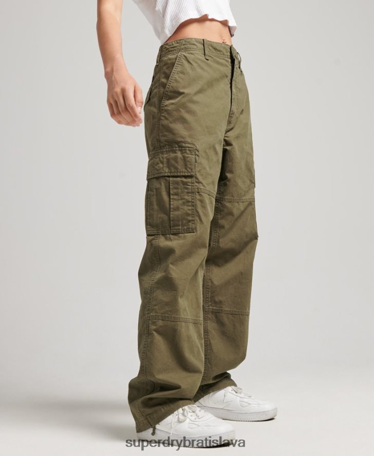 Superdry ženy Vrecovité cargo nohavice z organickej bavlny 6B4ZTR2562 oblečenie kaki