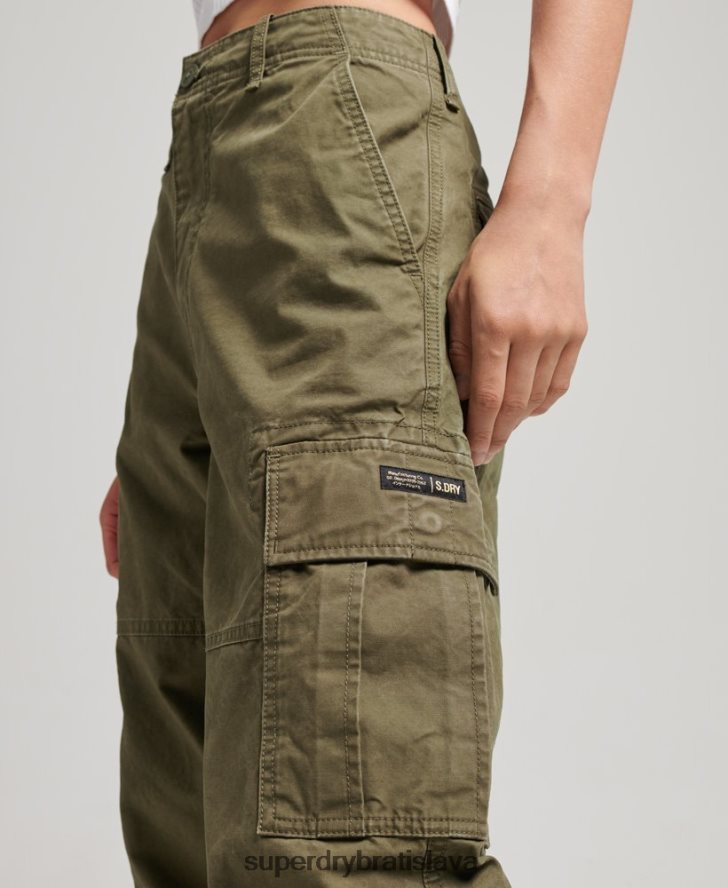 Superdry ženy Vrecovité cargo nohavice z organickej bavlny 6B4ZTR2562 oblečenie kaki