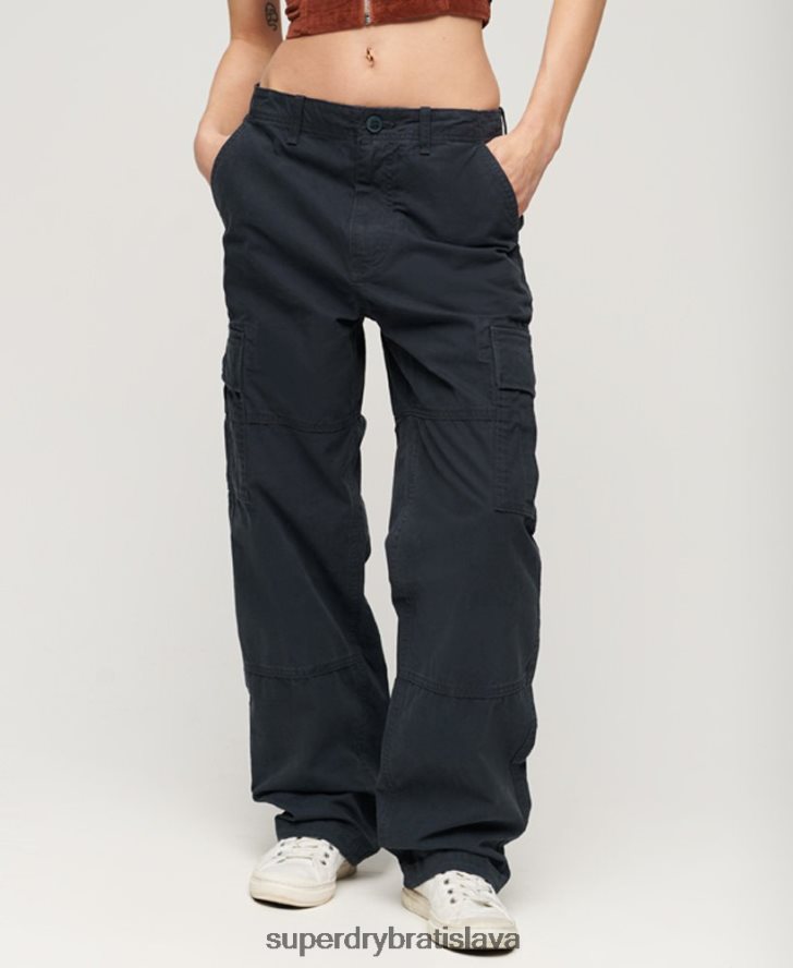 Superdry ženy Vrecovité cargo nohavice z organickej bavlny 6B4ZTR2566 oblečenie námorníctvo