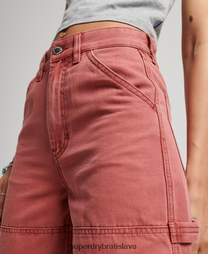 Superdry ženy široké tesárske nohavice 6B4ZTR2575 oblečenie červená