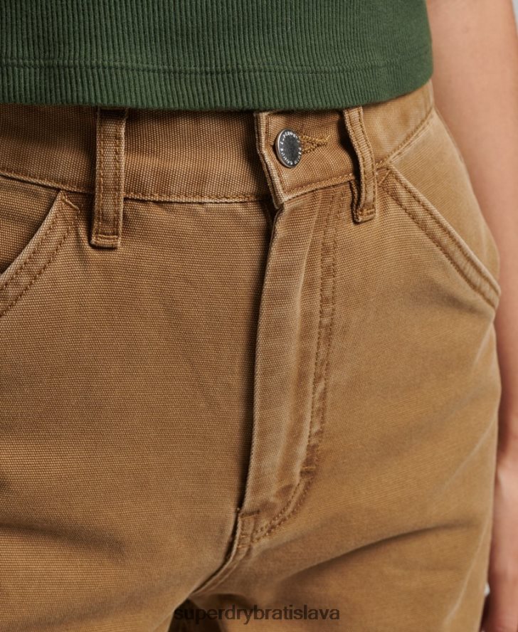 Superdry ženy široké tesárske nohavice 6B4ZTR2578 oblečenie hnedá