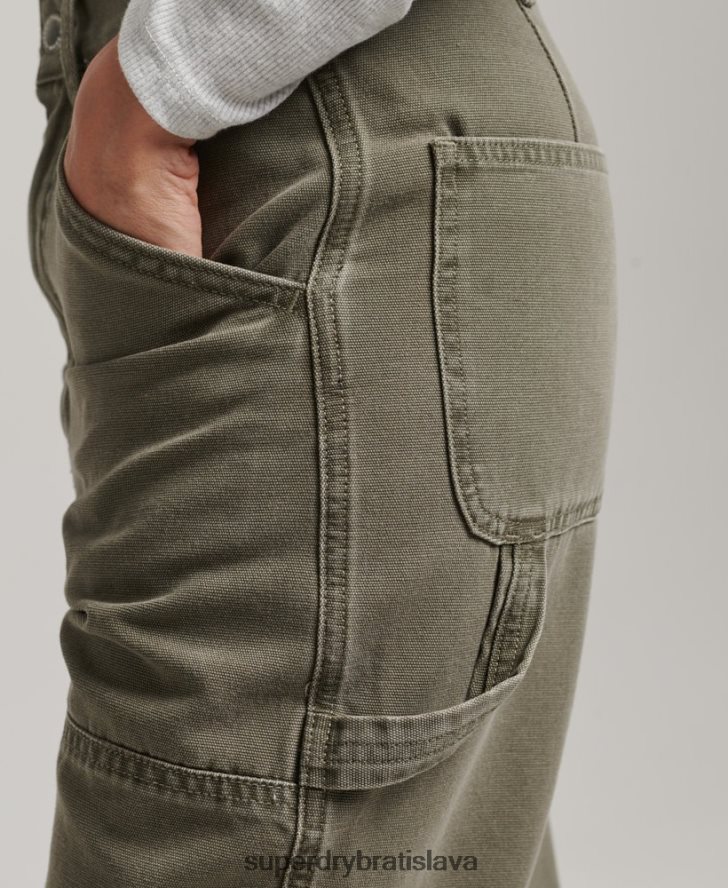 Superdry ženy široké tesárske nohavice 6B4ZTR2583 oblečenie kaki
