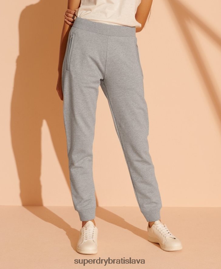 Superdry ženy limitovaná edícia teplákových nohavíc z organickej bavlny 6B4ZTR3943 oblečenie svetlo šedá
