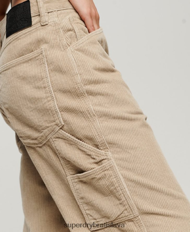 Superdry ženy šnúrové tesárske nohavice 6B4ZTR2565 oblečenie hnedá