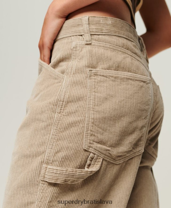 Superdry ženy šnúrové tesárske nohavice 6B4ZTR2565 oblečenie hnedá