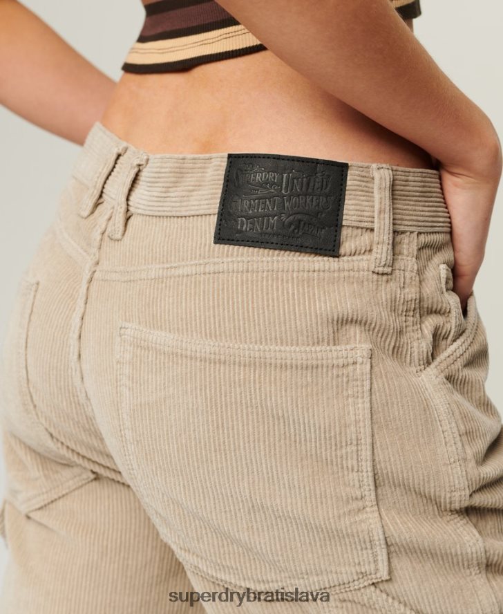 Superdry ženy šnúrové tesárske nohavice 6B4ZTR2565 oblečenie hnedá