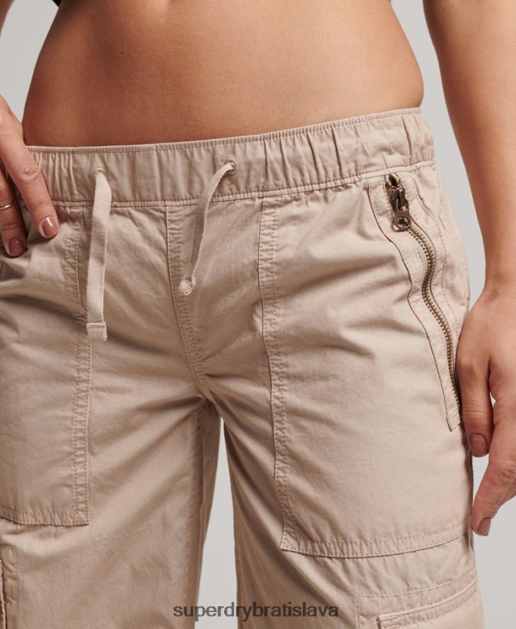 Superdry ženy nízke cargo nohavice so širokými nohavicami 6B4ZTR2001 oblečenie krém