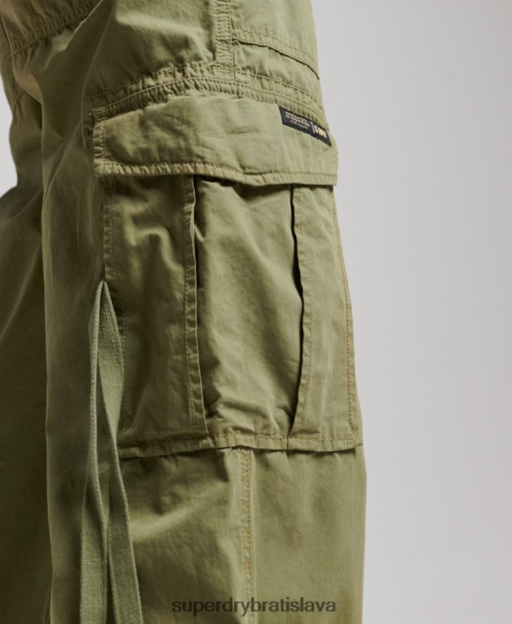 Superdry ženy nízke cargo nohavice so širokými nohavicami 6B4ZTR2015 oblečenie zelená