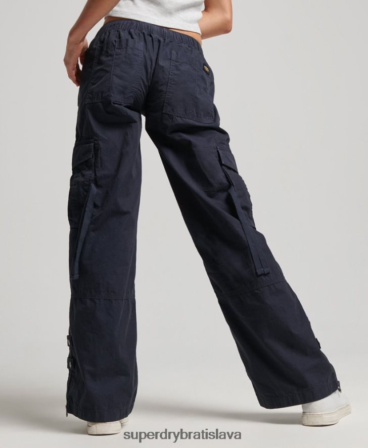 Superdry ženy nízke cargo nohavice so širokými nohavicami 6B4ZTR2103 oblečenie námorníctvo