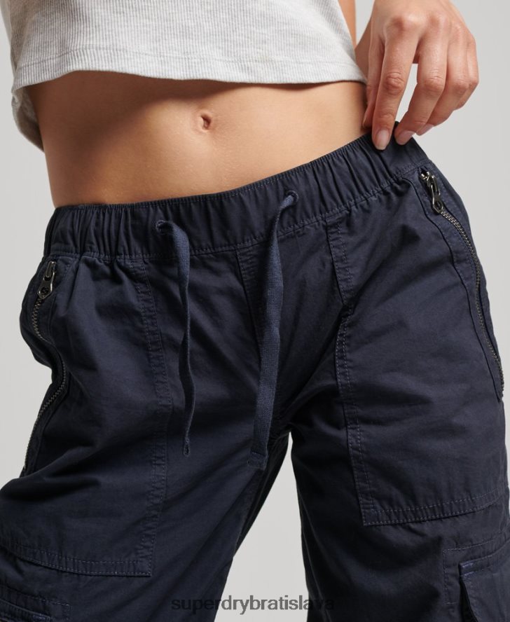 Superdry ženy nízke cargo nohavice so širokými nohavicami 6B4ZTR2103 oblečenie námorníctvo