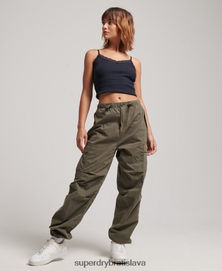 Superdry ženy padákové nohavičky 6B4ZTR2560 oblečenie zelená