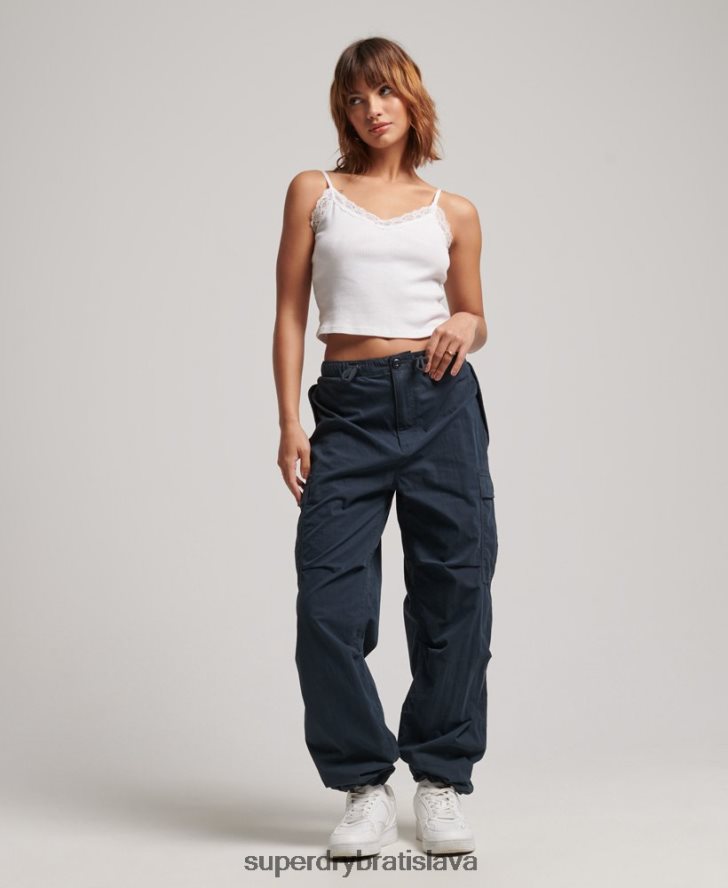 Superdry ženy padákové nohavičky 6B4ZTR2563 oblečenie námorníctvo