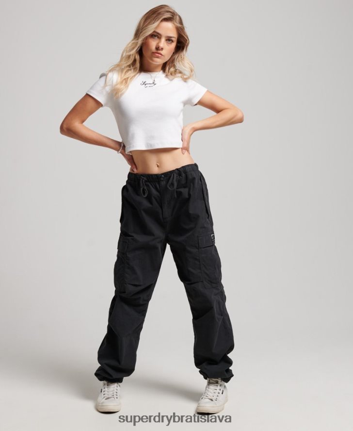 Superdry ženy padákové nohavičky 6B4ZTR2567 oblečenie čierna