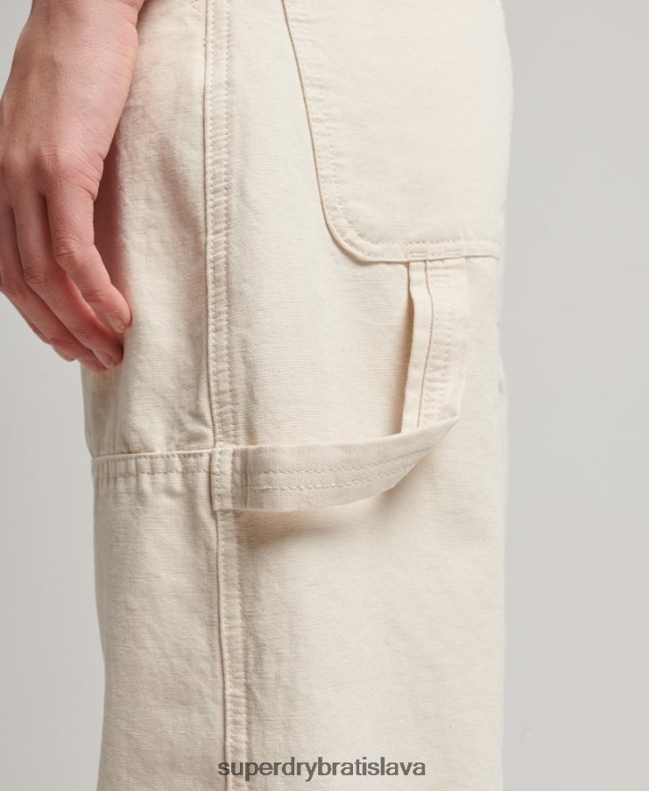 Superdry ženy ročník široké tesárske nohavice z organickej bavlny 6B4ZTR2573 oblečenie krém