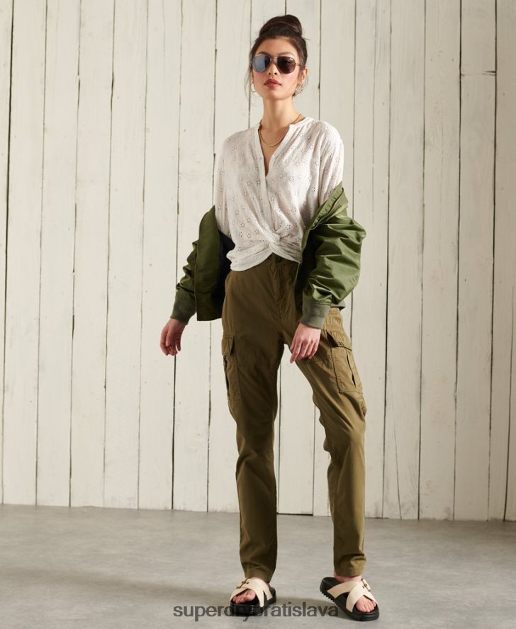 Superdry ženy slim cargo nohavice 6B4ZTR2605 oblečenie zelená