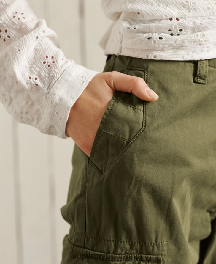 Superdry ženy slim cargo nohavice 6B4ZTR2605 oblečenie zelená
