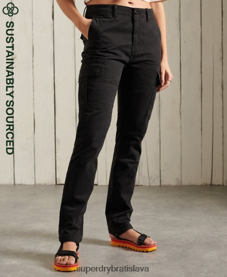 Superdry ženy slim cargo nohavice 6B4ZTR2606 oblečenie čierna