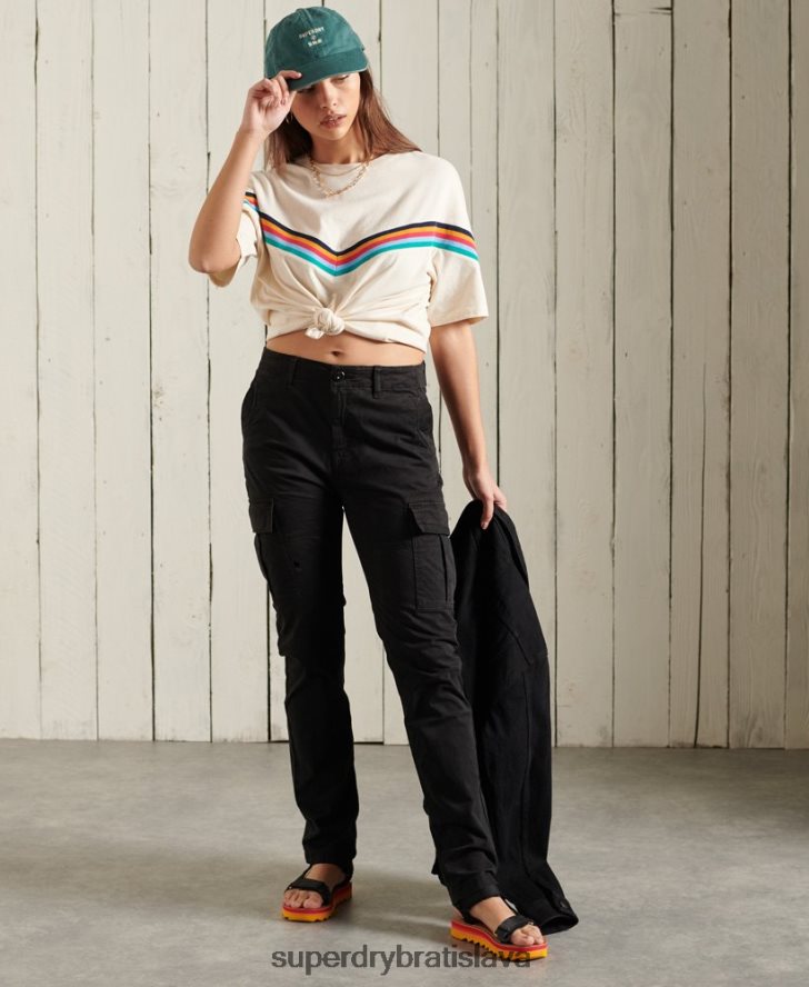 Superdry ženy slim cargo nohavice 6B4ZTR2606 oblečenie čierna