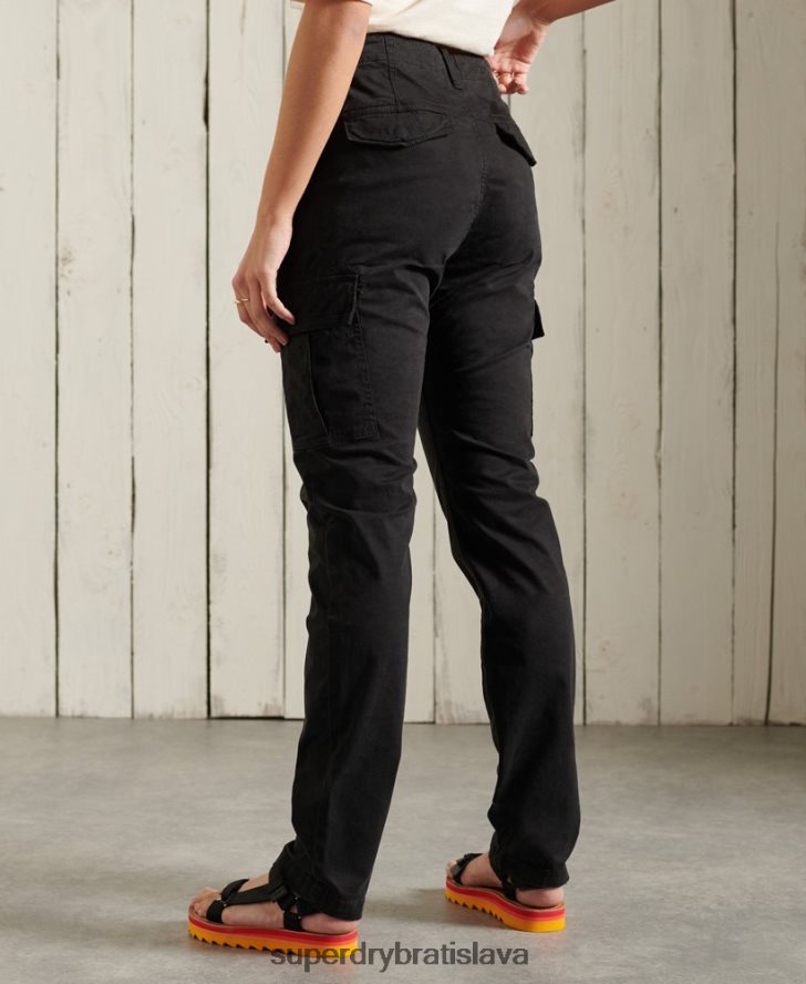 Superdry ženy slim cargo nohavice 6B4ZTR2606 oblečenie čierna