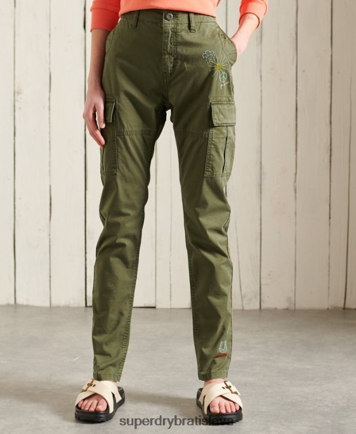 Superdry ženy slim cargo nohavice 6B4ZTR2609 oblečenie zelená