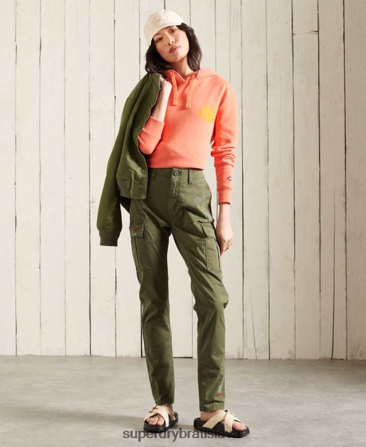 Superdry ženy slim cargo nohavice 6B4ZTR2609 oblečenie zelená