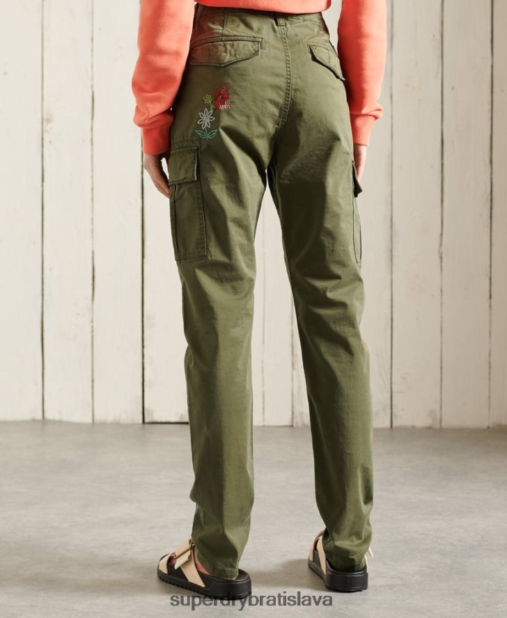 Superdry ženy slim cargo nohavice 6B4ZTR2609 oblečenie zelená