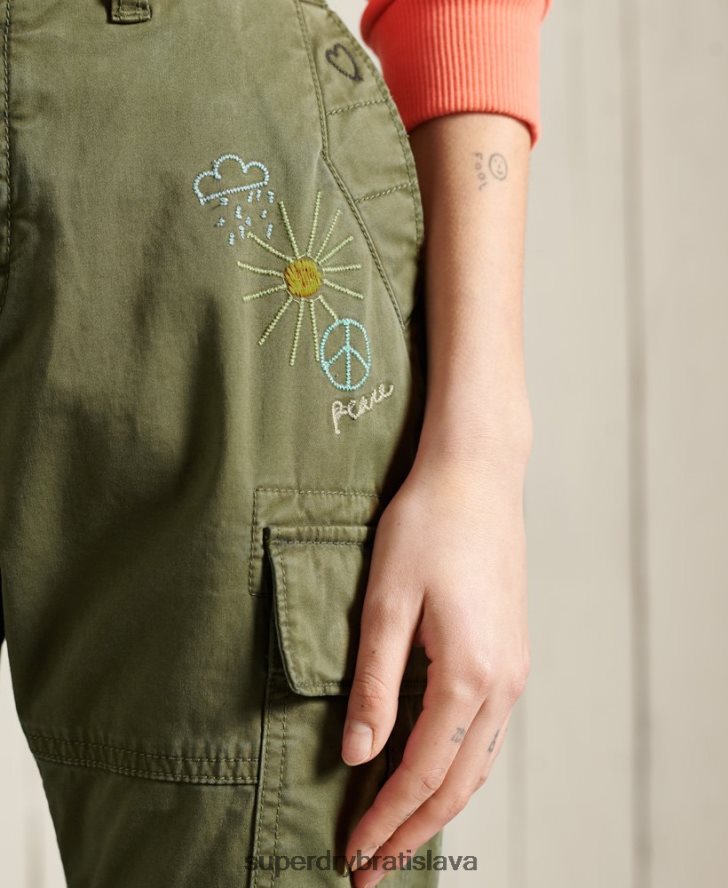 Superdry ženy slim cargo nohavice 6B4ZTR2609 oblečenie zelená