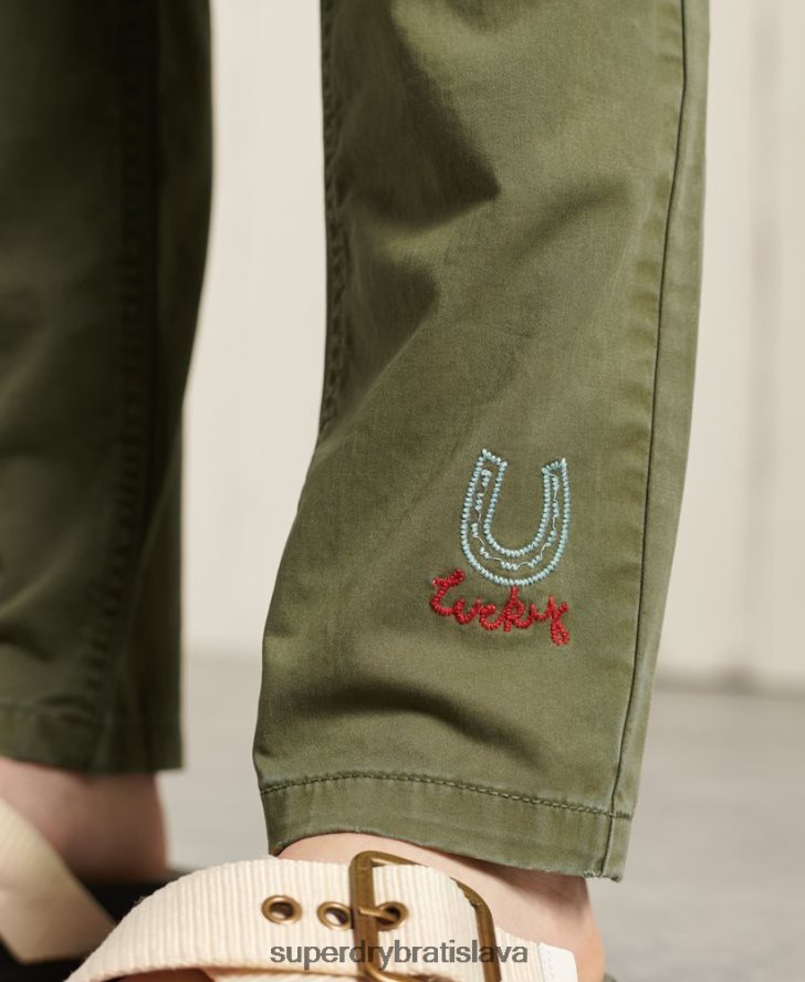 Superdry ženy slim cargo nohavice 6B4ZTR2609 oblečenie zelená
