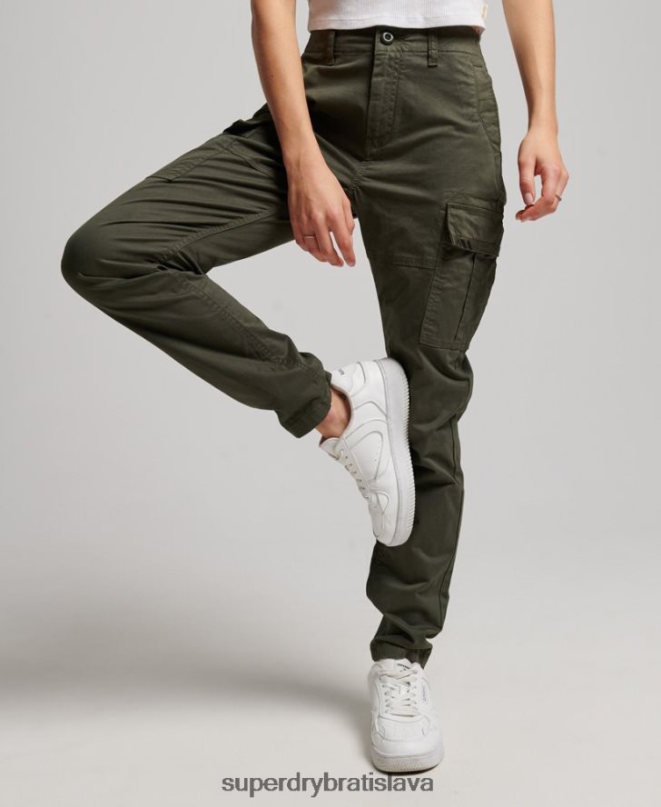 Superdry ženy tenké cargo nohavice z organickej bavlny 6B4ZTR2574 oblečenie zelená