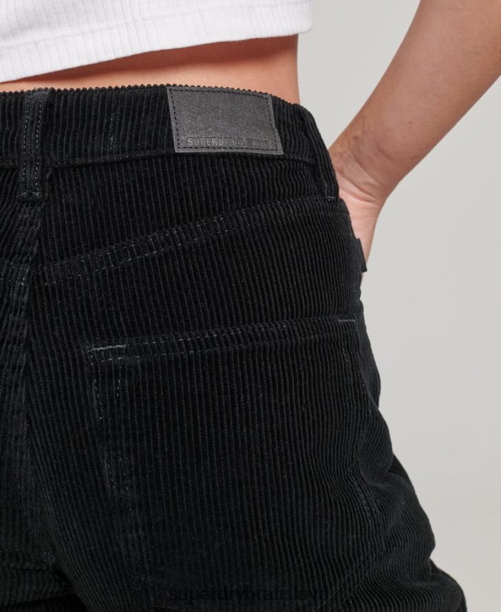 Superdry ženy vintage široké šnúrkové nohavice 6B4ZTR2577 oblečenie čierna
