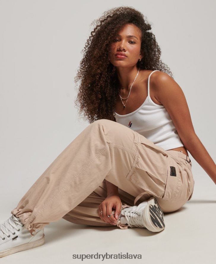 Superdry ženy vintage nízke nákladné nohavice 6B4ZTR2036 oblečenie hnedá