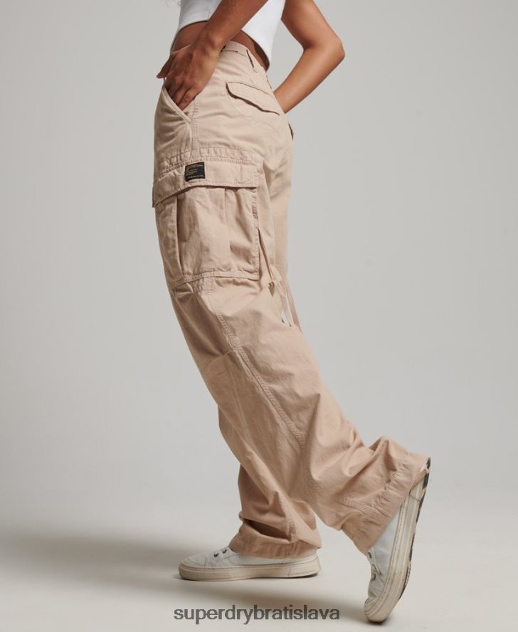Superdry ženy vintage nízke nákladné nohavice 6B4ZTR2036 oblečenie hnedá