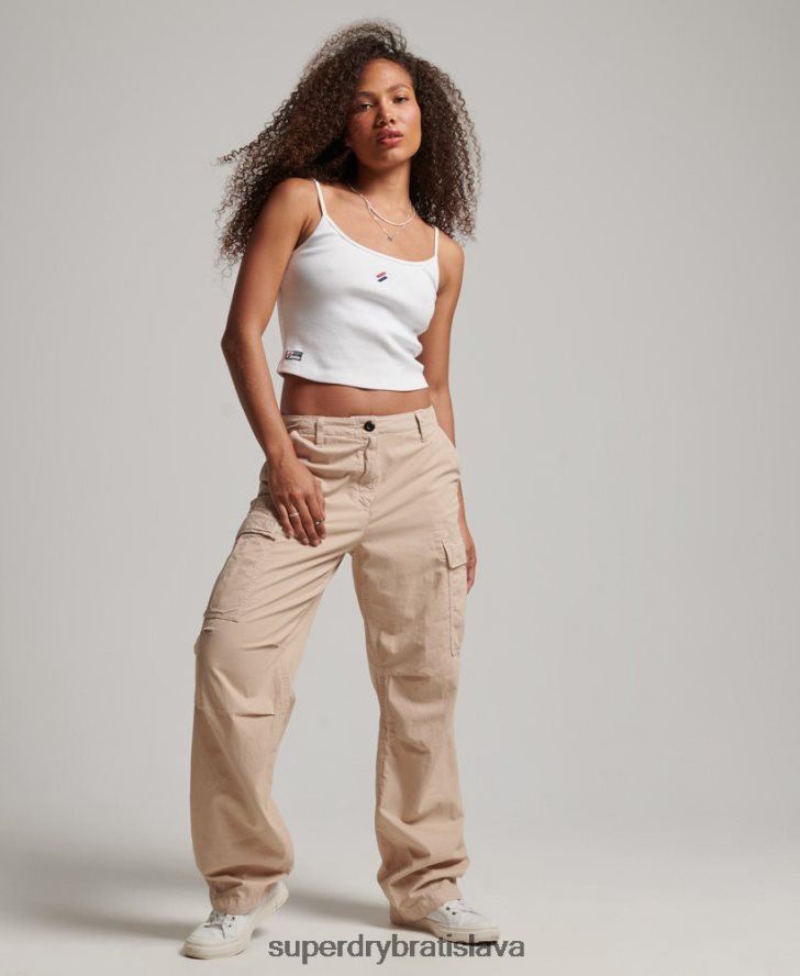 Superdry ženy vintage nízke nákladné nohavice 6B4ZTR2036 oblečenie hnedá