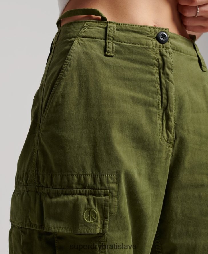 Superdry ženy vintage nízke nákladné nohavice 6B4ZTR2038 oblečenie zelená