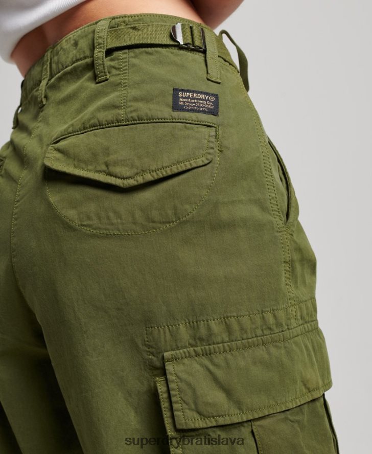 Superdry ženy vintage nízke nákladné nohavice 6B4ZTR2038 oblečenie zelená